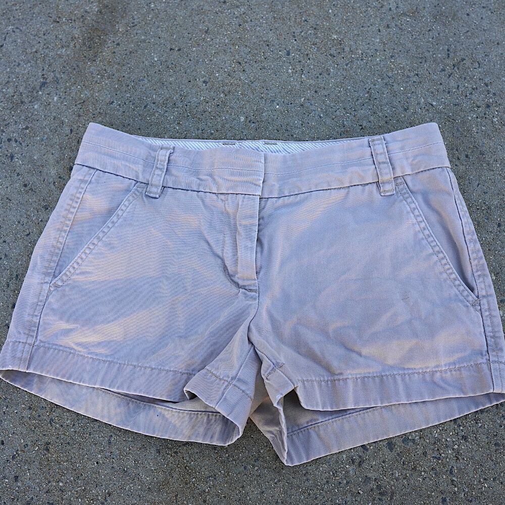J Crew Chino Shorts Size 00 Tan Khaki Cotton Classic Preppy Summer Mini Shorts